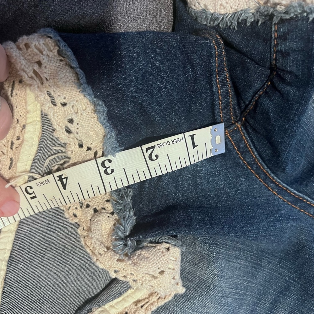 Denim Shorts with Lace Trim - Picture 5 of 7